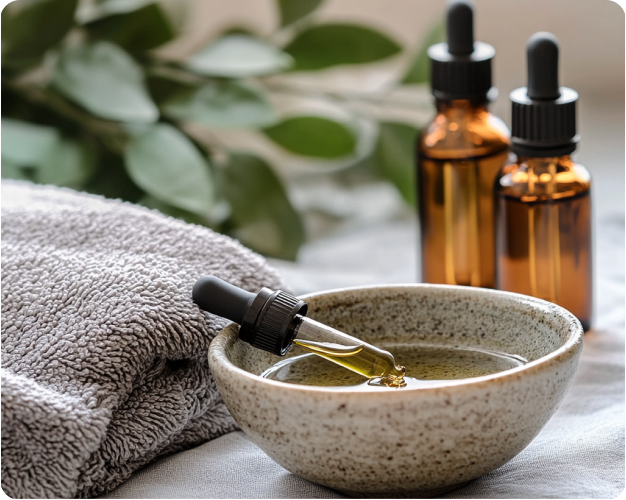 Artistic composition of eye serum ingredients for hydration