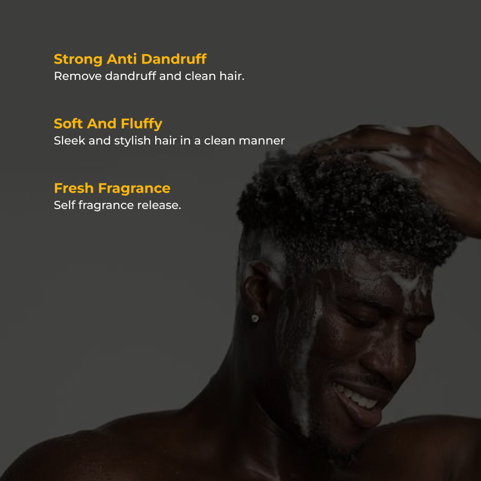 Infographic highlighting key benefits of using anti-hair loss dandruff shampoo