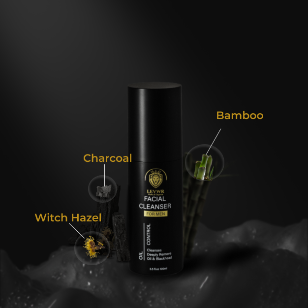 Graphic illustrating natural ingredients in facial cleanser