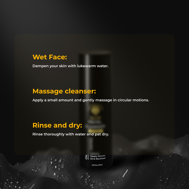 Image demonstrating proper steps for facial cleanser usage